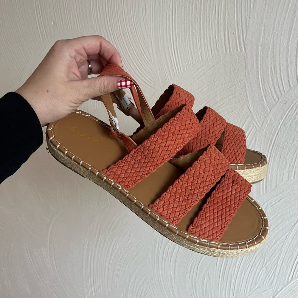 Qupid Braided Faux Suede Espadrille Slingback Sandals